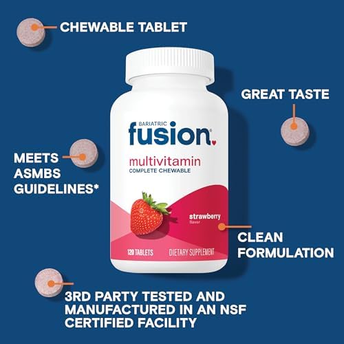 Bariatric Fusion Orange Cream Flavored Complete Chewable Bariatric Multivitamin with Iron for Bariatric Surgery Patients Including Gastric Bypass and Sleeve Gastrectomy - 120 Tablets