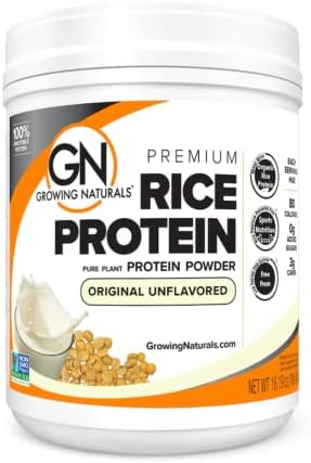 Growing Naturals Organic Rice Protein Powder - 15g Plant Protein, 2.8G BCAA - Low-Carb, Low-Sugar, Non-GMO - Vanilla Blast, 2 Pound (Pack of 1)