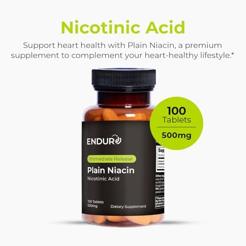 ENDUR Niacin IR (Immediate Release) Nicotinic Acid 500 mg (100 ct) | Immediate release formula, allergen-free clean label, vegan and gluten-free