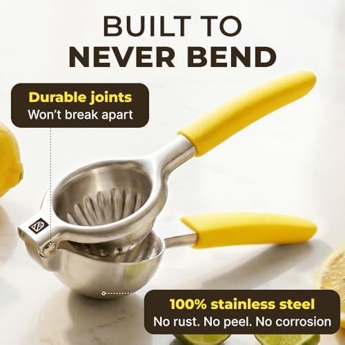Large Lemon Squeezer Stainless Steel Press - Non-Slip Grip, Heavy Duty, Manual Design - Effortless Pro-Grade Lemon, Lime, Orange