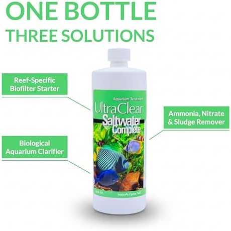 Saltwater Complete – Live Nitrifying Bacteria Blend for Saltwater & Reef Aquariums - Instant Cycle Marine Tank Starter - Removes Ammonia Nitrite - Clarifier - Safe for Fish Coral Invertebrates - 1Gal