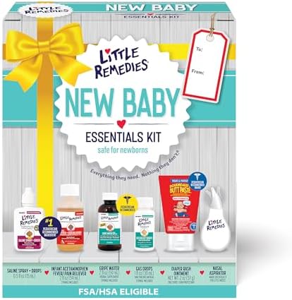 Little Remedies New Baby Essentials Kit, 6-in-1 Bundle for Newborns | Baby Care Set, Newborn Essentials, Saline Nasal Spray, Diaper Rash Cream