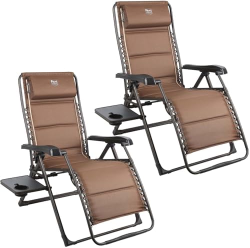 TIMBER RIDGE Zero Gravity Chairs, Folding Recliner Chair Padded with Cup Holder and Headrest