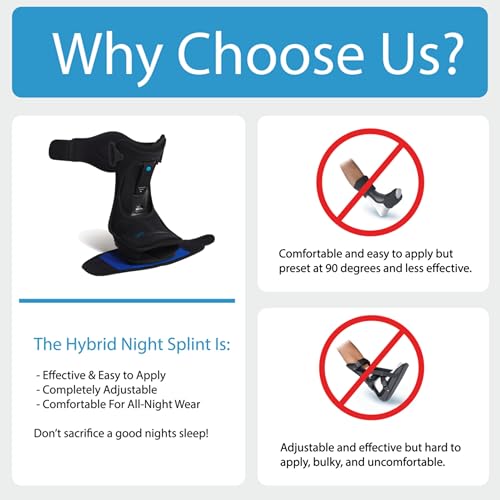 Hybrid Night Splint - Comfortable and Supportive Plantar Fasciitis Night Splint - Premium Nighttime Foot Brace for Heel Pain - Combination Posterior and Dorsal (Small-Medium)