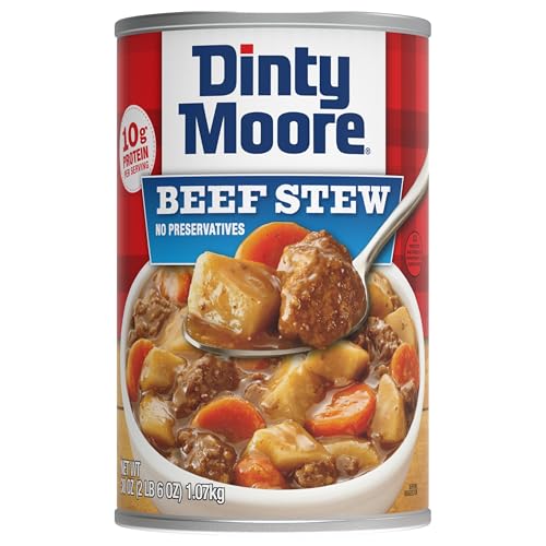 DINTY MOORE Beef Stew, 15 oz (12 Pack), With Fresh Potatoes & Carrots | Fully Cooked & Ready-To-Eat, Gluten-Free, 10g Protein, No Preservatives, Perfect for Noodles, Biscuits & Hot Pies