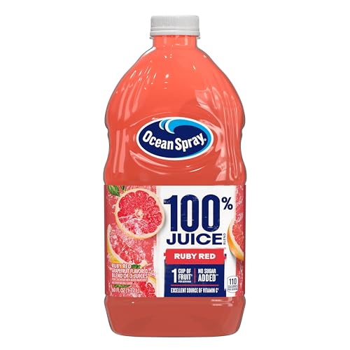 Ocean Spray 100% Juice, Ruby Red Grapefruit, 60 Ounce Bottle (Packaging May Vary)