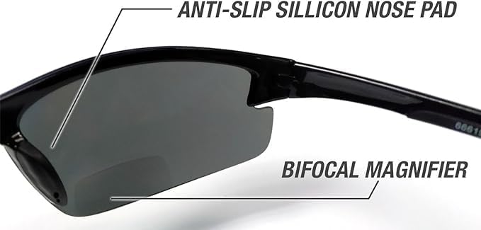 Renegade Patented Bifocal Polarized Reader Half Rim Men's Fishing Sunglasses 100% UV Protection with Microfiber Bag
