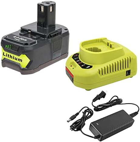 18V Battery and Charger Combo for Ryobi 18 Volt Cordless Tools Battery and P118B Charger, 18V Battery Capacity Output 5.0Ah