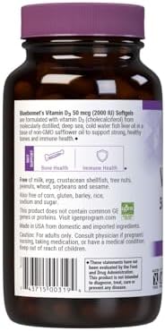 Bluebonnet Nutrition Vitamin D3 2000 IU50 mcg High Potency Immune Support