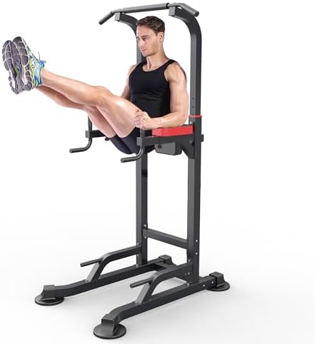 Power Tower Dip Station Workout equipment Pull up Bar for Home Gym Adjustable Height Strength Training Fitness Excercise Equipment,Load 450LBS