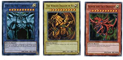 Yu Gi Oh Legendary Collection Ultra Rare God Card Set of 3 Egyptian God Cards Slifer, Obelisk Ra (Limited Edition) Ultra Rare Version