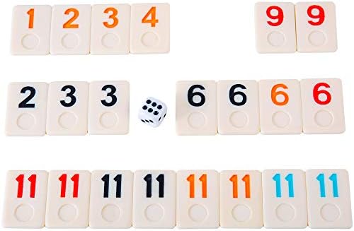 Homwom 106 Tiles Rummy Game - Travel Games Rummy Board Game Rummy Set with Aluminum Case & 4 Anti-Skid Durable Trays