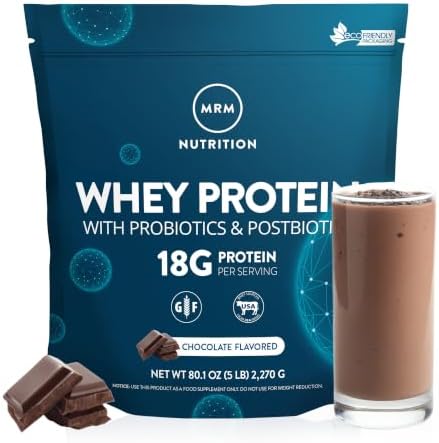 MRM Nutrition Whey Protein - Vanilla Flavored, BCAAs - 34 Servings | Microfiltered Whey Protein Isolate & Concentrate, 16 Different Probiotic Strains, & Digestive Enzymes, Gluten Free
