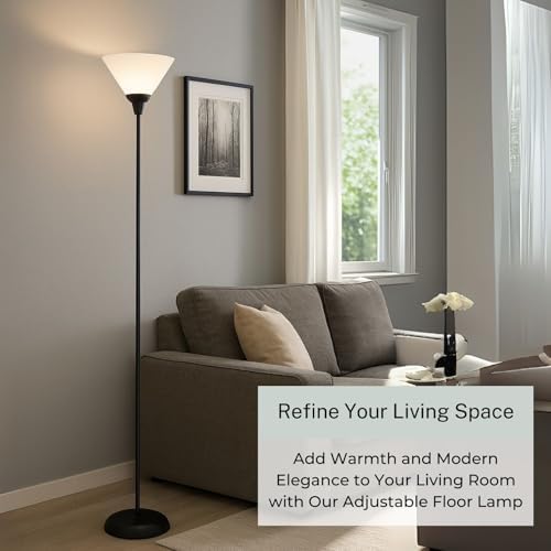 Mary Floor Lamp by Light Accents – Standing Lamp for Living Rooms – Torchiere Pole Light – LED-Compatible Floor Lamp – Modern Bedroom