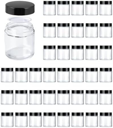 2 oz Glass Jars with Lids, Hoa Kinh 24 Pack Clear Small Cosmetic Glass Jars