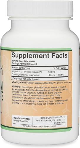 Magnesium L-Threonate 2,000mg Magtein, Natural Sleep Support, 120 Capsules | Cognitive Function, Neurological Health, Sleep + Memory Support, 90-Day Supply, MIT Patented Magtein Form, Third-Party Tested