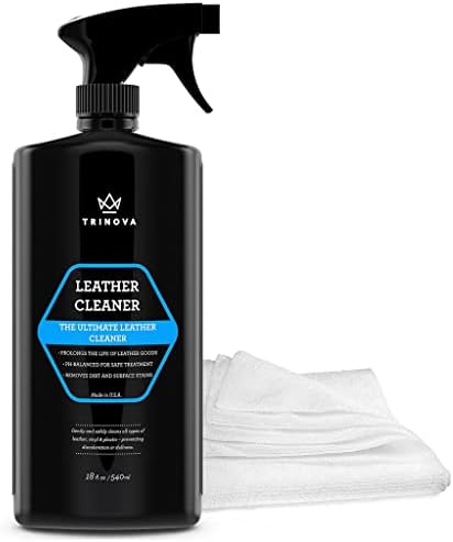 TriNova Leather Cleaner for Furniture and Car Interiors, 18 fl oz | Cleans leather furniture, vehicle interiors, bags, jackets and saddles.