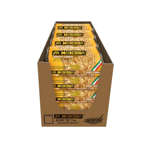 La Moderna Bow Tie Corbata Pasta, 7 oz, Pack of 1 | Bow tie corbata pasta for soups, salads, and family meals; semolina and durum flour; Non-GMO; kosher