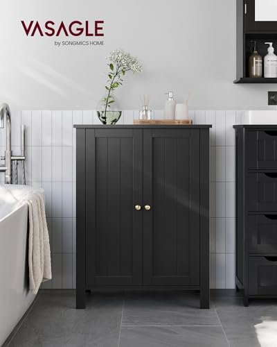 VASAGLE Floor Storage Cabinet, Freestanding Storage Unit with 3 Drawers, 1 Adjustable Shelf, for Bathroom Living Room Dining Kitchen, 11.8 x 23.6 x 31.5 Inches, Cloud White UBBC049WH01S