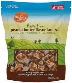 Canine Naturals Rawhide Free Chicken Recipe Dog Chews, Mini Knots, 12 Count