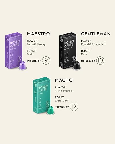 ROSSO CAFFÈ Espresso Pods for Nespresso Original Machines, Variety Pack 60 | Six Distinct Coffee Blends • Smooth to Intense Roasts • Rich Crema