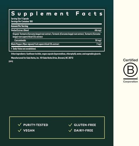 Gaia Herbs Turmeric Supreme Extra Strength - Helps Reduce Occasional Discomfort from Normal Wear & Tear*- 616 mg Organic Turmeric Curcumin Supplement with Black Pepper- 120 Vegan Liquid Phyto-Capsules