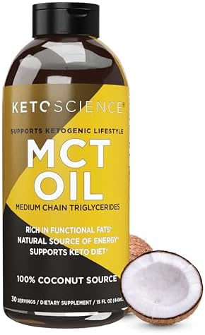 KETO SCIENCE Ketogenic MCT Oil, Dietary Supplement, Made from 100% Coconuts, Promotes Energy, Unflavored, 15 Fl Oz