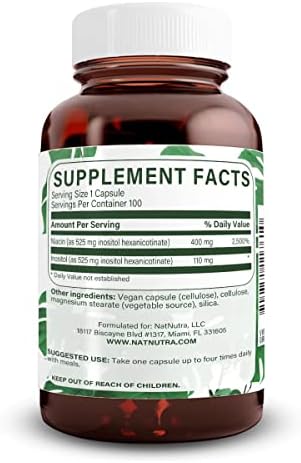 Natural Nutra No Flush Niacin, Vitamin B3 Supplement, Helps Improve Cardiovascular Health, Helps Improve Skin Texture, Promotes Better Brain Function