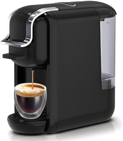 4-in-1 Pods Coffee Maker 19Bar, Compact Design Fast Brew Hot/Cold Espresso Machine for K Cup Pods,Nes Original/DG Capsule and Ground Coffee at Home or Office (White)