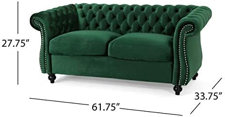 Christopher Knight Home Karen Traditional Chesterfield Loveseat Sofa, BlackBerry and Dark Brown, 61.75 x 33.75 x 27.75