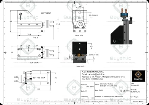 Mini Vertical Slide (90 mm x 50 mm) for instant Machine milling on lathe lathe tool