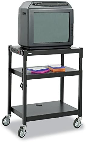 Safco Products Height Cart in Black Finish 8932BL 27.25 by 18.25 by 28.5 to 36.5-Inch