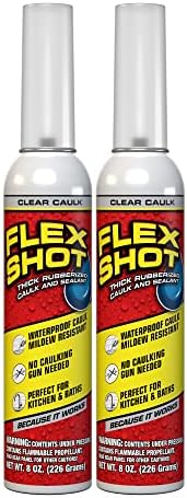 Flex Shot, Flexible Rubber Silicone Sealant, Waterproof Caulk, UV Resistant, No Caulk Gun Needed, Perfect for Kitchen, Bath, Showers, Sinks, Baseboards, Black, 8oz, 1-Pack