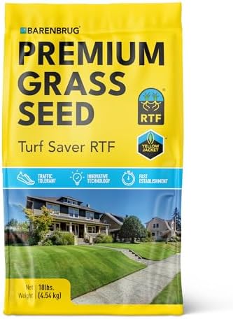 Barenbrug Turf Saver RTF Grass Seed with Yellow Jacket Seed Coating - Less Water Self-Repairing Tall Fescue Turf for Use on Sports Field, Golf Courses
