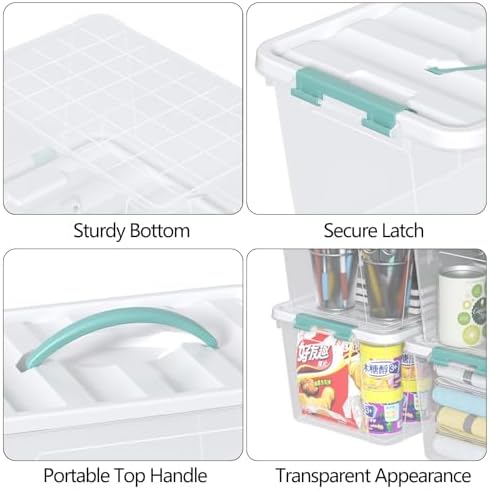 20 Quart Clear Plastic Bin with Lid, Latching Storage Box, 6 Packs