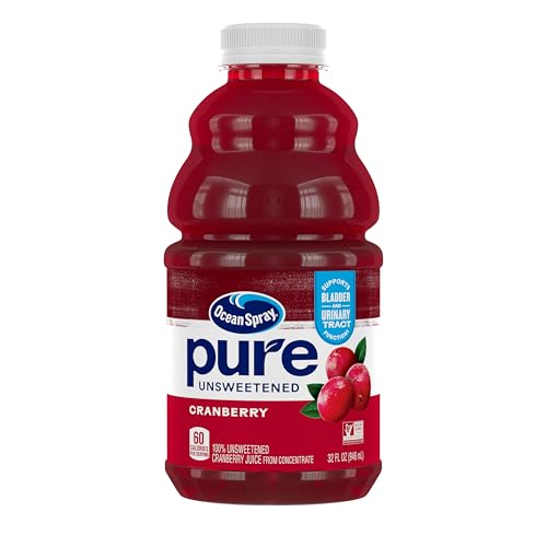 Ocean Spray® Pure Unsweetened Cranberry, 100% Cranberry Juice From Concentrate, 32 Fl Oz Bottle (Pack of 8)
