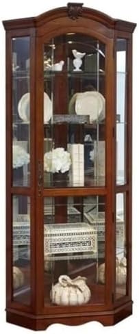 Beaumont Lane 78" H Traditional Wood Corner Curio Cabinet with Adjustable Glass Shelves & Adjustable Glides for Leveling Assembly Required