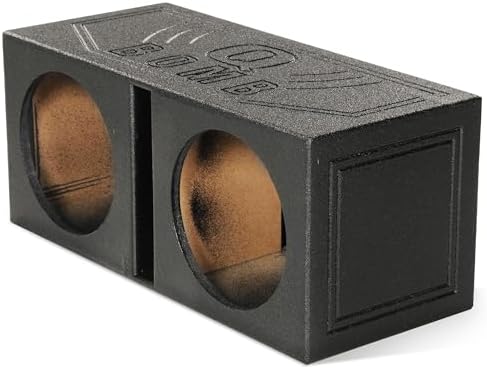 Q Power Q Bomb Series 15" Dual Ported SubwooferSpeaker Enclosure | Vented Sub Box Chamber Design with Black Bed Liner Spray Finish, Car Audio Sound System Accessory