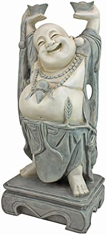 Design Toscano Jolly Hotei Laughing Man Asian Decor Indoor/Outdoor Garden Statue, 26 inches tall, Cast Stone Resin, Two Tone Stone Finish