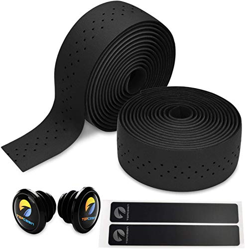 TOPCABIN® Camouflage Series Comfort Gel Road Bike Handlebar Tape Bike Bar Tape with Reflective Bar Plugs (Dark Brown(PU a Pair))