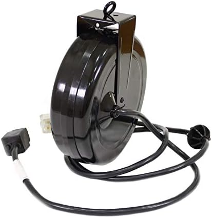 Alert ProReel Pro-Grade 5020TFC Heavy-Duty Retractable Extension Cord Reel | 20'- 12/3 SJTOW Single Tap Heavy Duty Cord | Clear 5-20R Receptacle