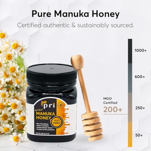 P.R.I Manuka Honey MGO 200+ (500g/1.1lb) | Monofloral Raw New Zealand Honey, Cool‑Processed & 100% Traceable