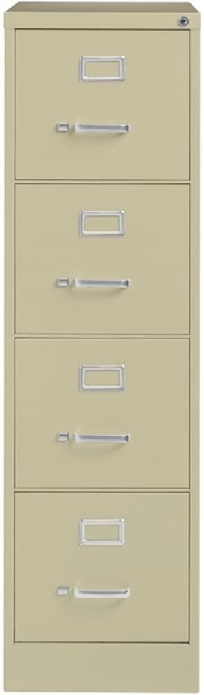 Scranton & Co 22" 4-Drawer Metal Letter Width Vertical Filing Cabinet in Beige, Lockable, Sturdy Steel Construction, Office or Home Use, Durable Letter Size File Storage
