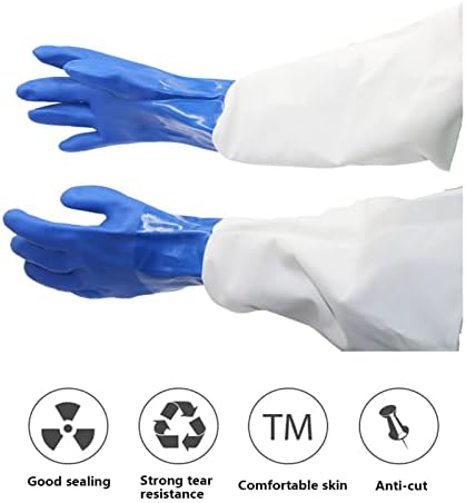 23.6" Canvas Rubber Sandblasting Sand blaster Protection Gloves for Sandblast Cabinets XL,1 pair