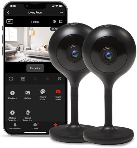 Geeni Look 1080p Indoor Camera, Full HD Wi-Fi & Motion Detection, 2-Pack | 2-Way audio, night vision, works with Alexa & Google Home