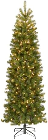 National Tree Company 7.5ft Pre-Lit Downswept Douglas Fir Christmas Tree | Slim, 350 Clear Lights, 796 Tips, Includes Stand, Green