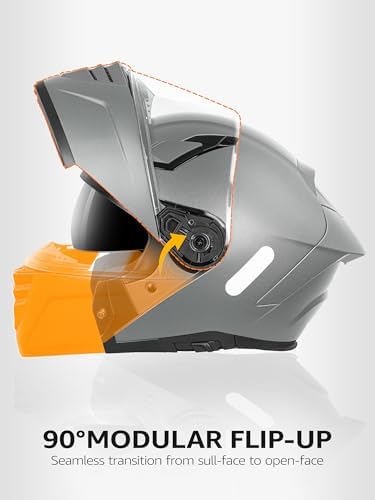 Motorcycle Modular Full Face Helmet DOT Approved - YEMA Helmet YM-925 Motorbike Casco Moto Moped Street Bike Racing Helmet with Sun Visor for Adult Youth Men and Women