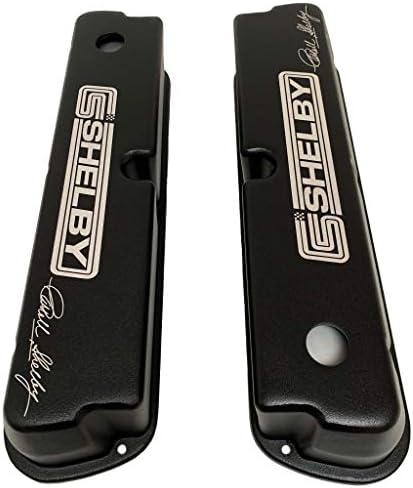 Compatible with Ford 289, 302, 347, 351 Windsor Tall Carroll Shelby Signature Black Valve Covers