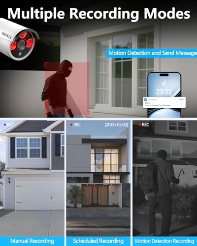 (2026 Update) Wireless WiFi Outdoor Security Camera System, IP67 Waterproof Dual Antenna Cameras, Audio Recording, Night Vision, No Monthly Fee