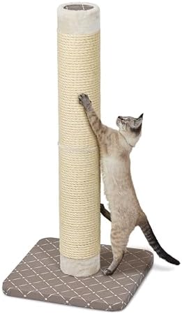 MidWest Homes for Pets Feline Nuvo Grand Forte Scratching Post, 41 Inches Tall, Heavy-Duty Sisal Post with Wide Base, Thick Brown Faux Fur, for Large and Multi-Cat Households